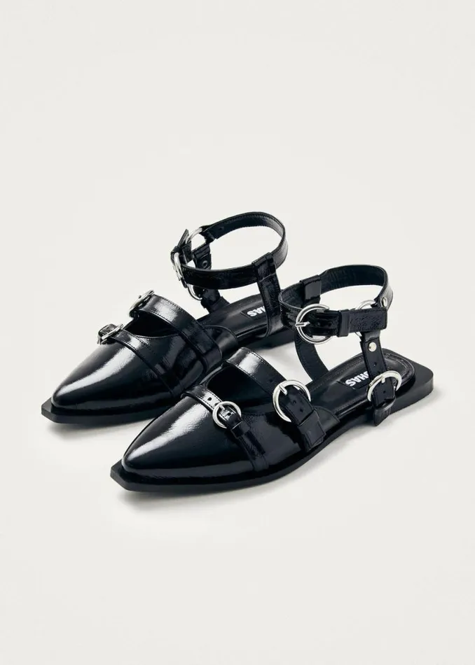 Ballet Flats Women ALOHAS Thalara Onix Black Leather Ballet Flats