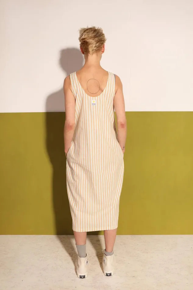 Basic Linen Shift Dress Citrus Stripe WomensShop LF Markey Dresses