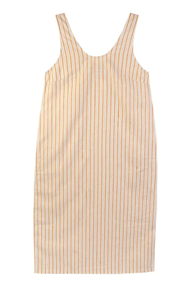 Basic Linen Shift Dress Citrus Stripe WomensShop LF Markey Dresses