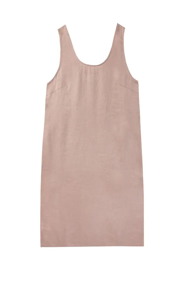 Basic Linen Shift Dress Mushroom WomensShop LF Markey Dresses