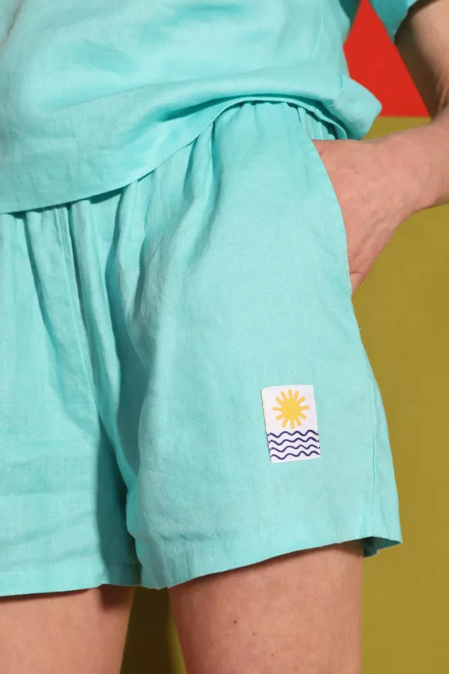 Basic Linen Shorts Aqua WomensShop LF Markey Shorts