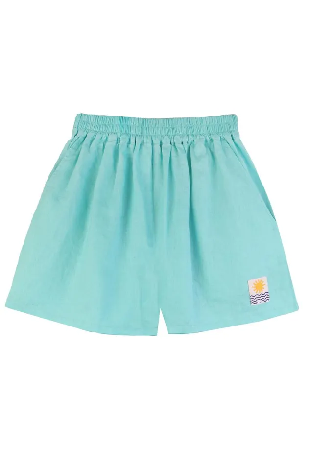 Basic Linen Shorts Aqua WomensShop LF Markey Shorts