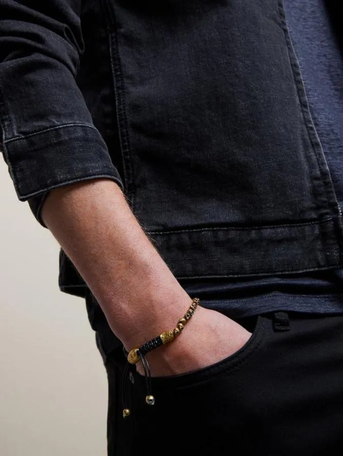 BEADED BRASS SKULL BRACELET Brass Accessories John Varvatos Jewelry BEADED BRASS SKULL BRACELET Brass Accessories John Varvatos Jewelry