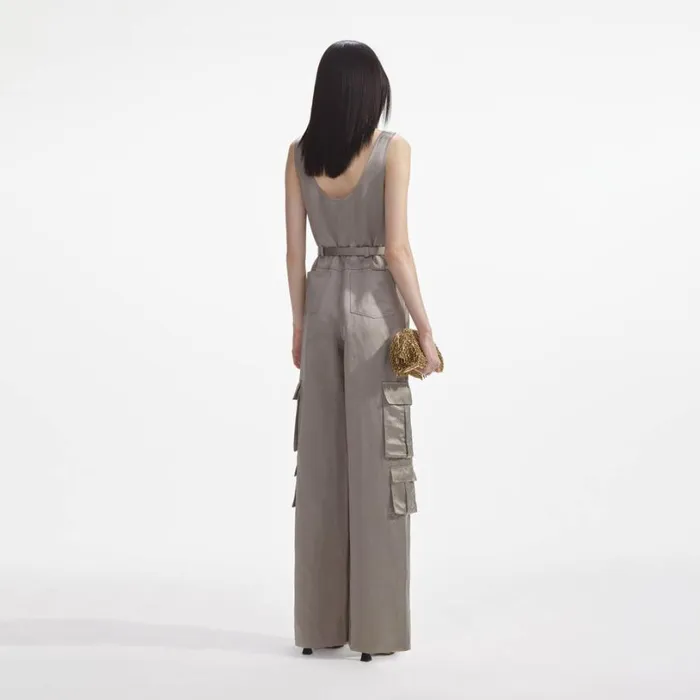 Beige Satin Jumpsuit Women Self Portrait Dresses Beige Satin Jumpsuit Women Self Portrait Dresses