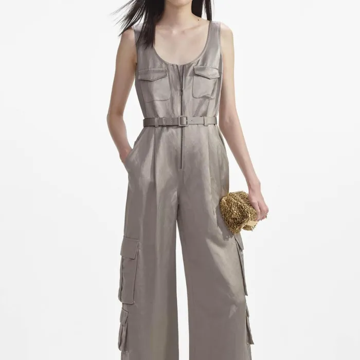 Beige Satin Jumpsuit Women Self Portrait Dresses Beige Satin Jumpsuit Women Self Portrait Dresses