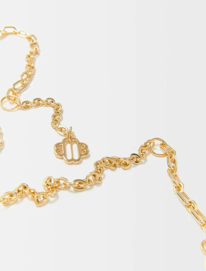 Belts Women Maje Clover Logo Chain Belt Gold Belts Women Maje Clover Logo Chain Belt Gold