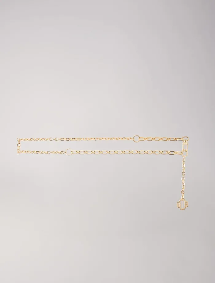 Belts Women Maje Clover Logo Chain Belt Gold Belts Women Maje Clover Logo Chain Belt Gold
