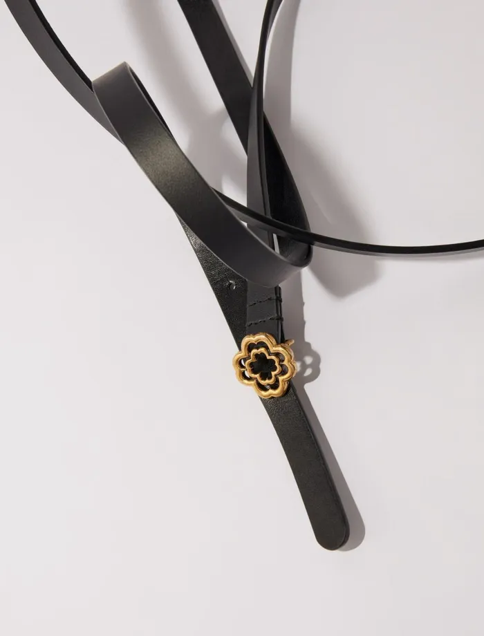 Belts Women Maje Slim Double Leather Belt Black