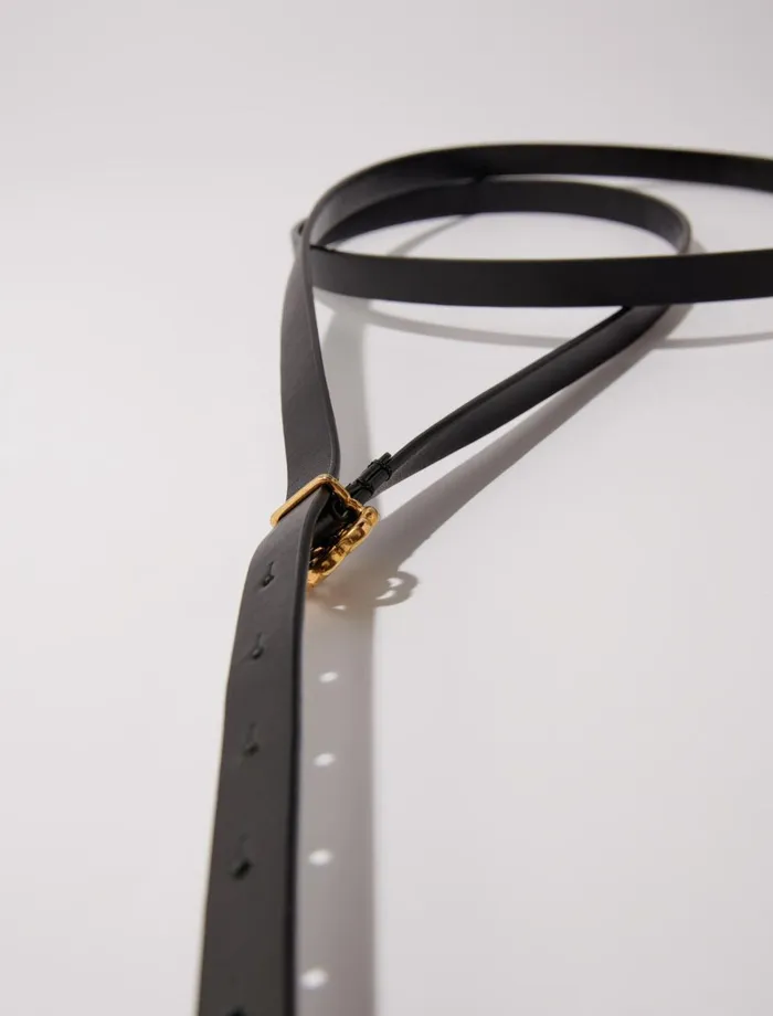 Belts Women Maje Slim Double Leather Belt Black