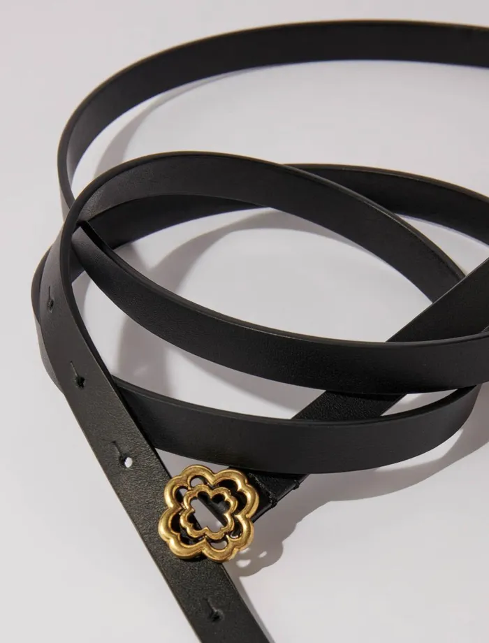 Belts Women Maje Slim Double Leather Belt Black