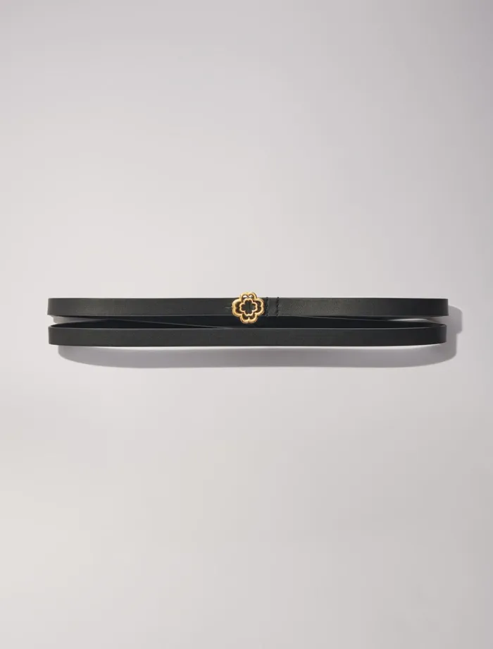 Belts Women Maje Slim Double Leather Belt Black