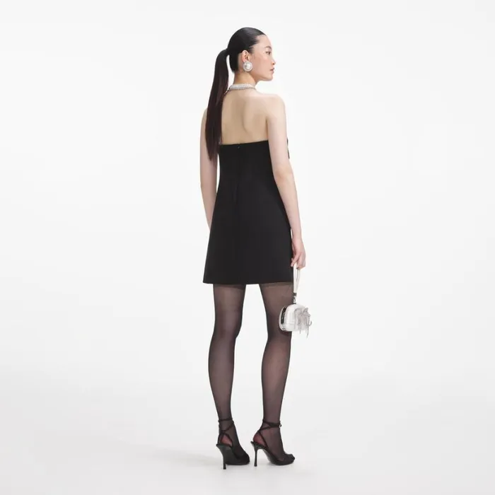 Black Crepe Bandeau Mini Dress Women Self Portrait Dresses Black Crepe Bandeau Mini Dress Women Self Portrait Dresses