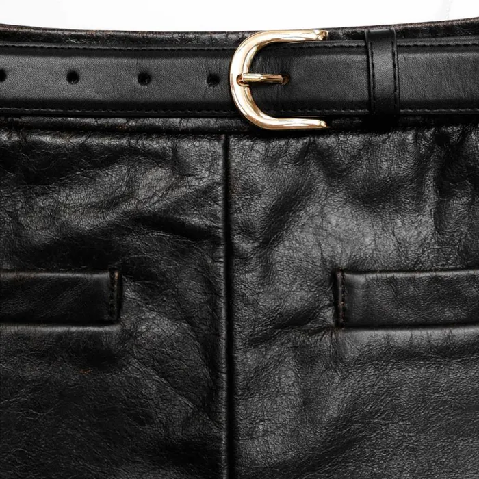 Black Leather Mini Skirt Women Self Portrait Bottoms Black Leather Mini Skirt Women Self Portrait Bottoms