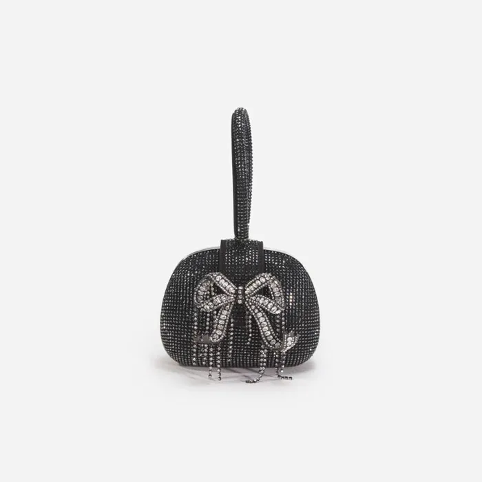 Black Rhinestone Top Handle Clutch Bag Women Self Portrait Mini