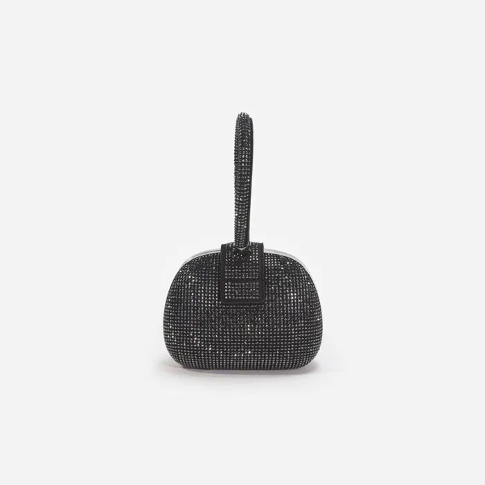 Black Rhinestone Top Handle Clutch Bag Women Self Portrait Mini