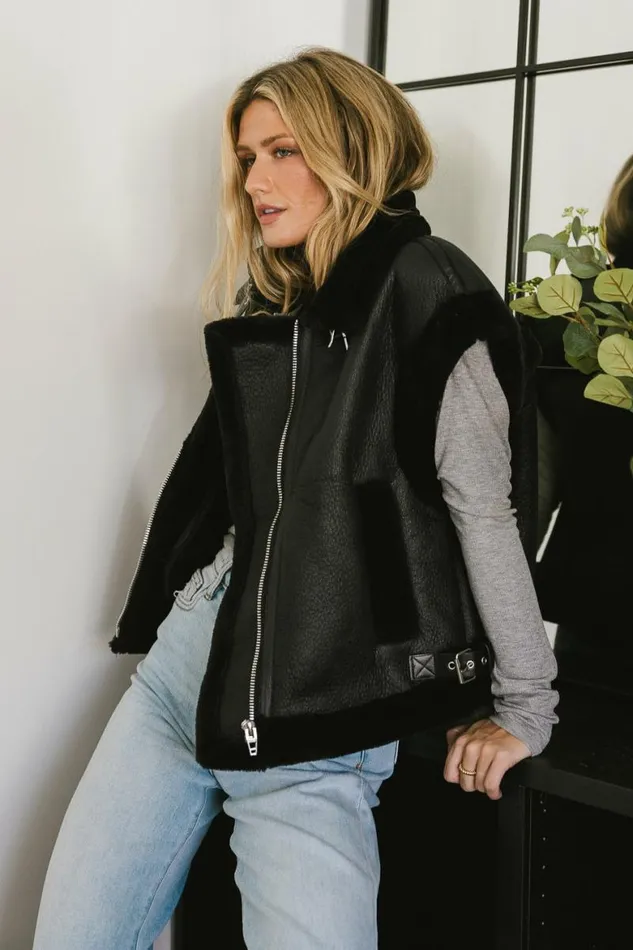 BlankNYC Off To The Races Vest In Pitch Black Pitch Black Women Bohme Outerwear
