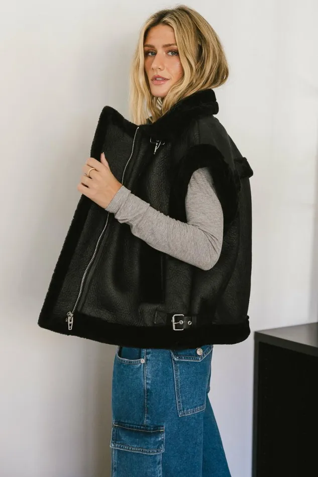 BlankNYC Off To The Races Vest In Pitch Black Pitch Black Women Bohme Outerwear