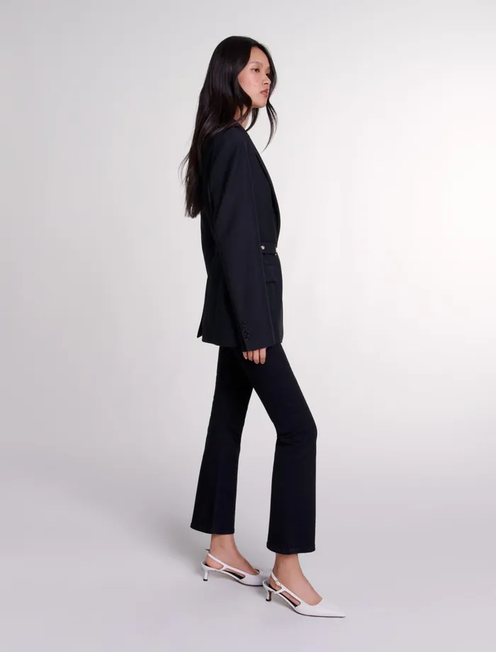 Blazers and Jackets Women Maje Belted Suit Jacket Black