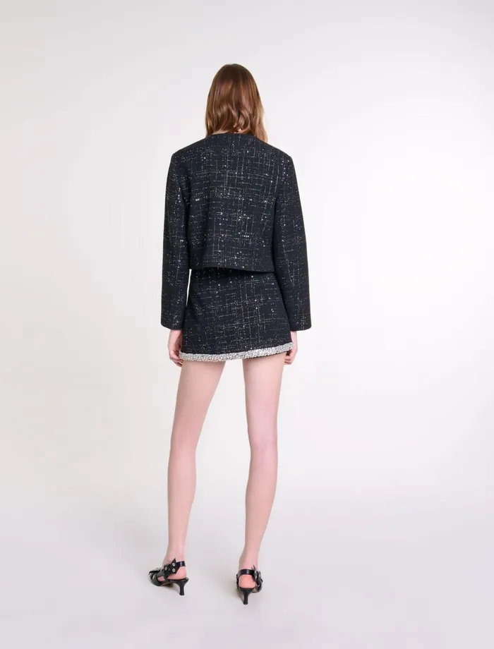 Blazers and Jackets Women Maje Short Tweed Jacket Black