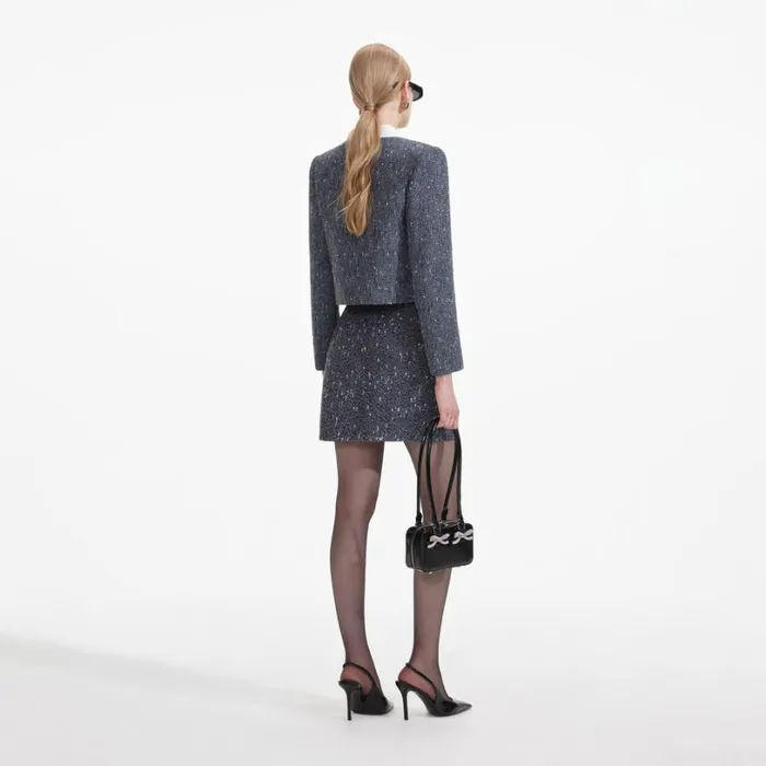 Blue Boucle Mini Skirt Women Self Portrait Bottoms Blue Boucle Mini Skirt Women Self Portrait Bottoms