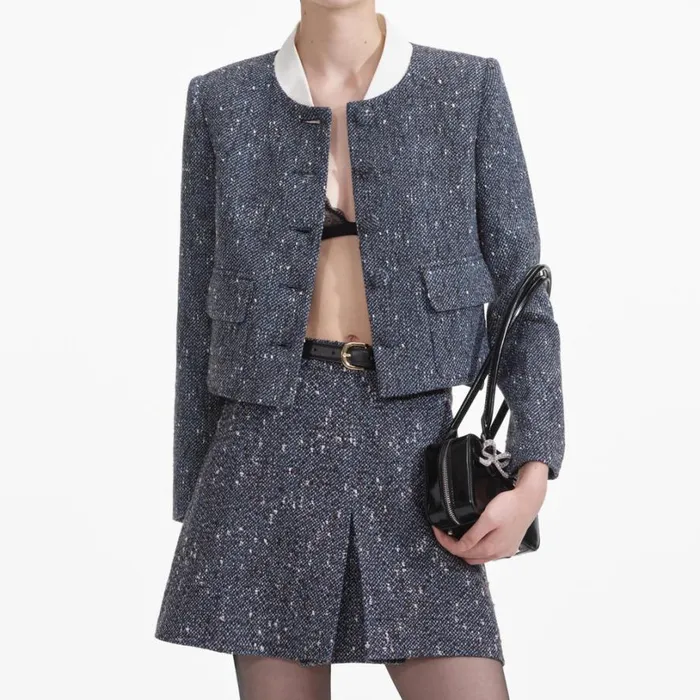 Blue Boucle Mini Skirt Women Self Portrait Bottoms Blue Boucle Mini Skirt Women Self Portrait Bottoms