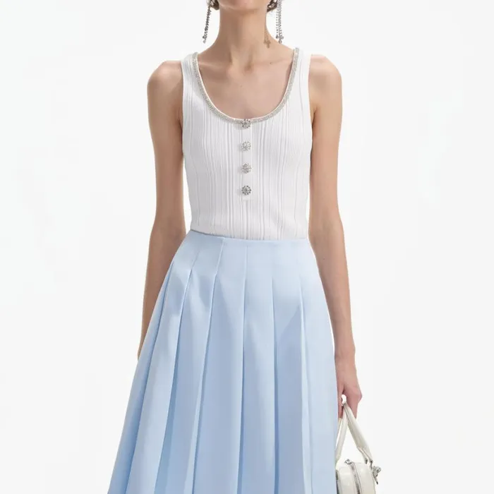 Blue Satin Midi Skirt Women Self Portrait Bottoms Blue Satin Midi Skirt Women Self Portrait Bottoms
