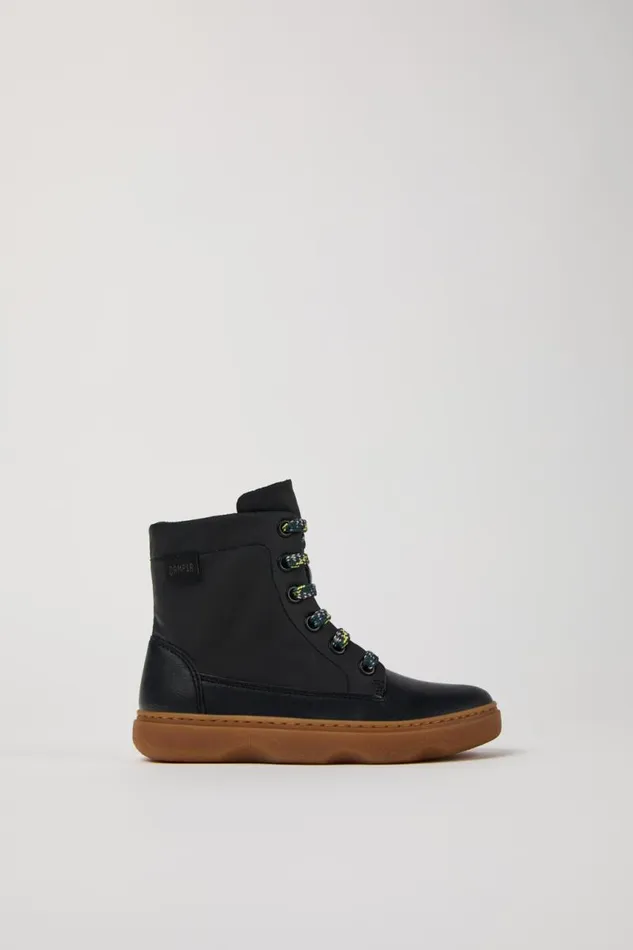 Boots Kids Camper Kiddo Black Leather And Textile Ankle Boots