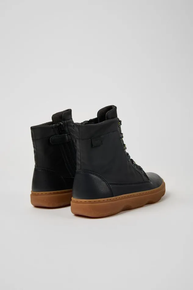 Boots Kids Camper Kiddo Black Leather And Textile Ankle Boots