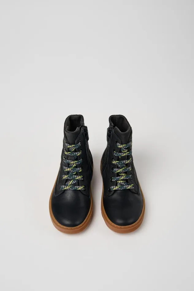 Boots Kids Camper Kiddo Black Leather And Textile Ankle Boots