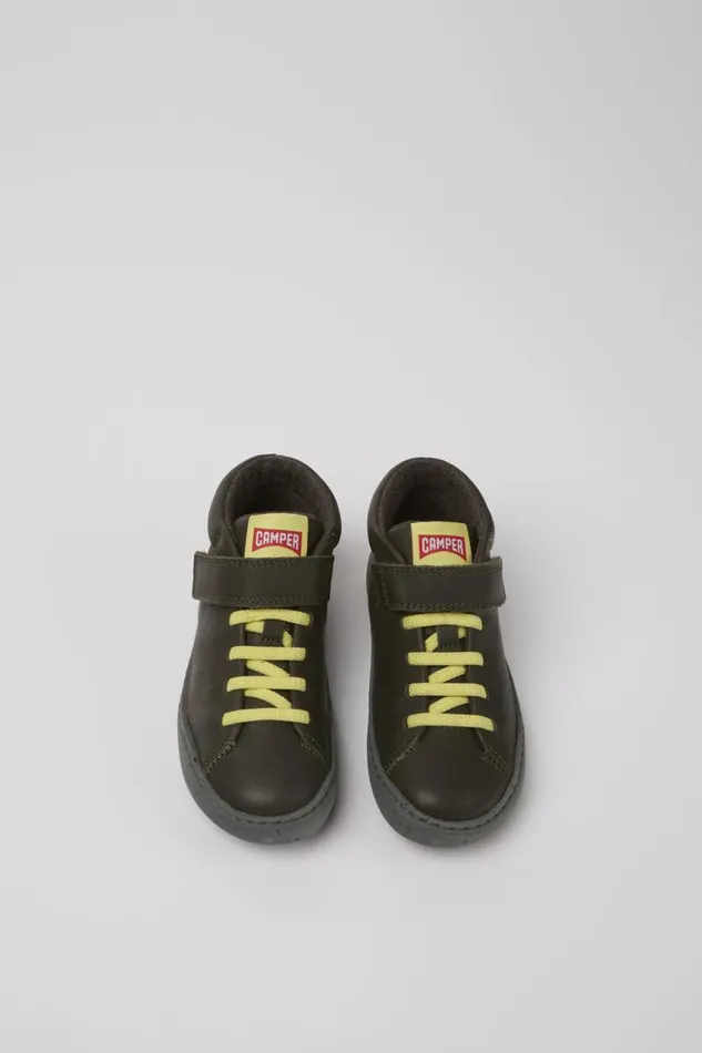 Boots Kids Camper Peu Touring Green Leather Boots