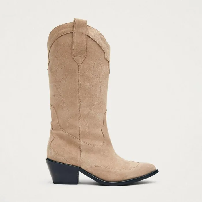 Boots Women ALOHAS Liberty Suede Beige Leather Boots