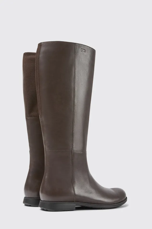 Boots Women Camper Mil Brown Leather And Textile Black Boots