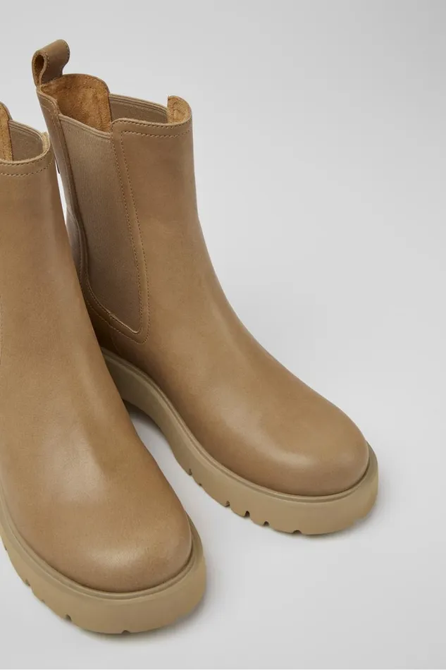Boots Women Camper Milah Beige Leather Chelsea Boots