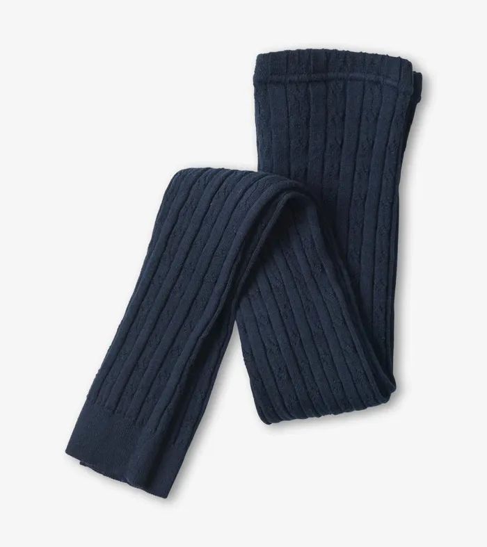 Bottoms Girls Hatley Girls Navy Cable Knit Tights