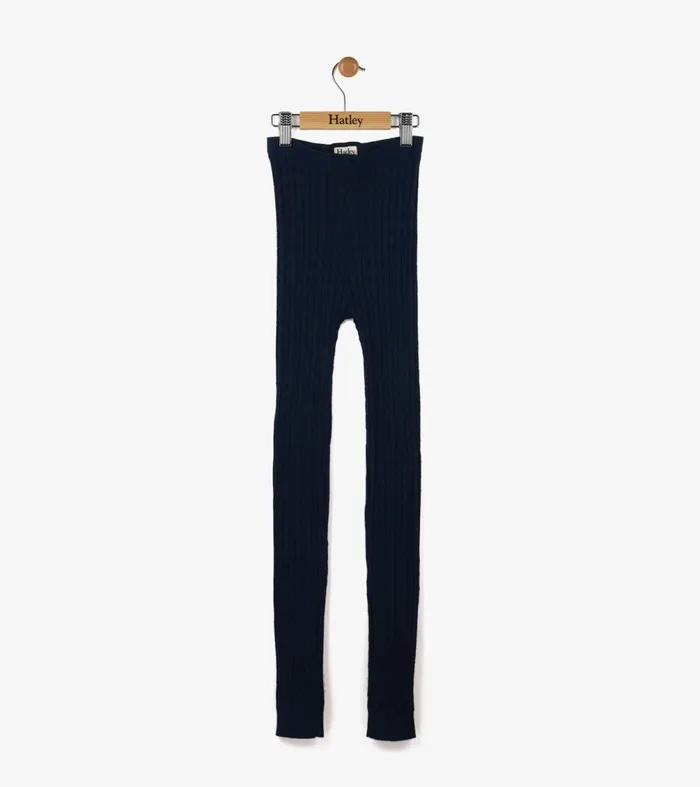 Bottoms Girls Hatley Girls Navy Cable Knit Tights