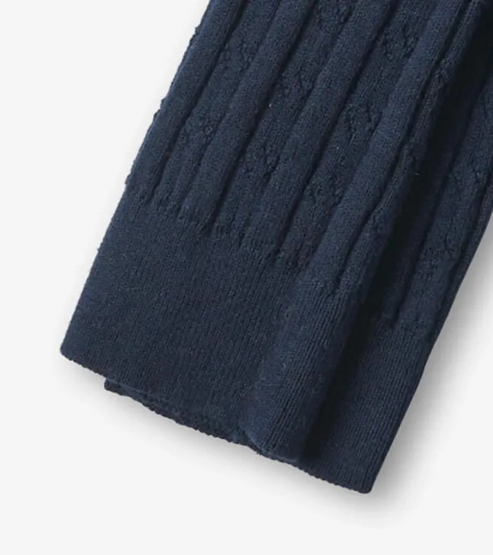 Bottoms Girls Hatley Girls Navy Cable Knit Tights