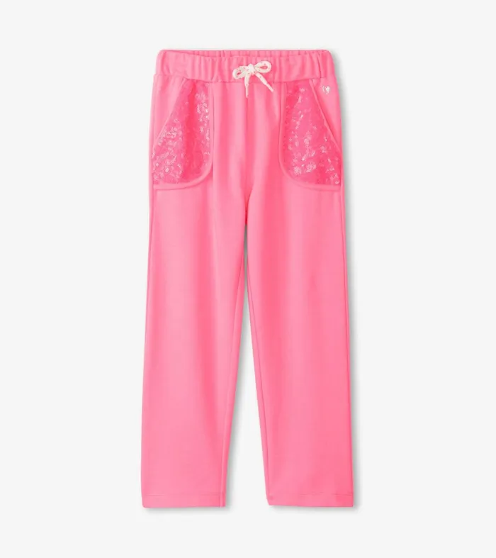 Bottoms Girls Hatley Girls Pink Neon Track Pants