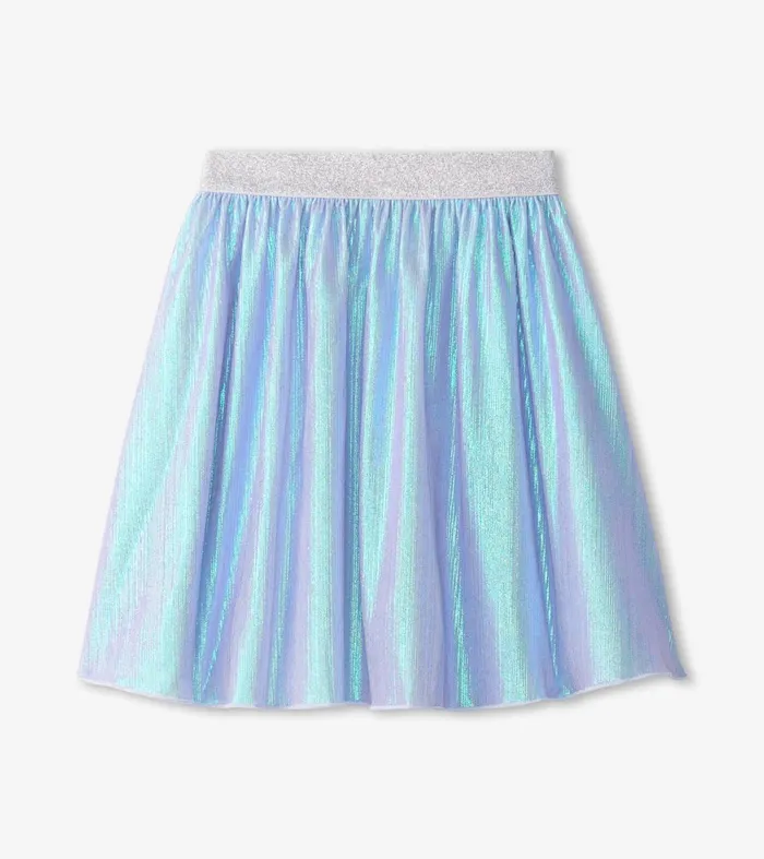 Bottoms Girls Hatley Girls Silver Metallic Mid Length Skirt