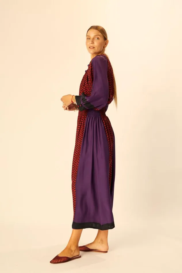 Bottoms Shop Natalie Martin BELLA SKIRT Block Zigzag Aubergine