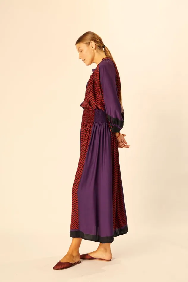 Bottoms Shop Natalie Martin BELLA SKIRT Block Zigzag Aubergine