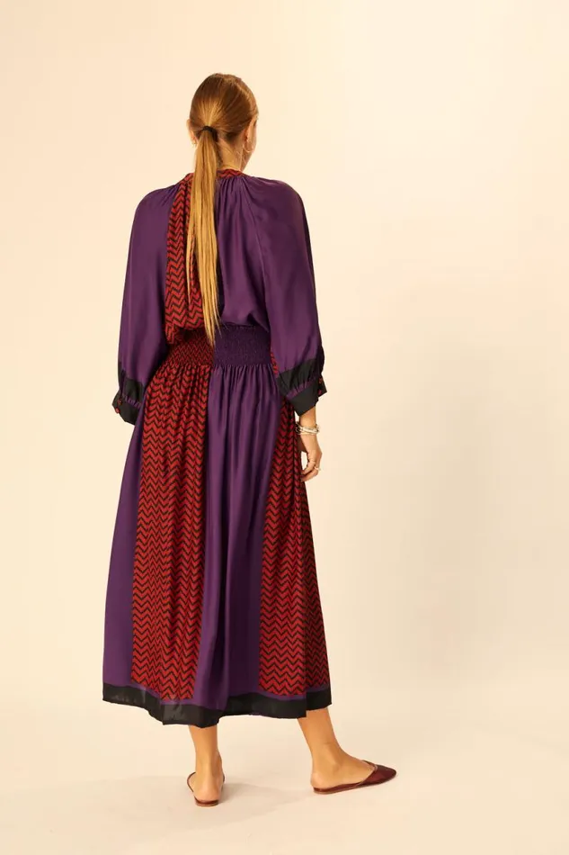 Bottoms Shop Natalie Martin BELLA SKIRT Block Zigzag Aubergine