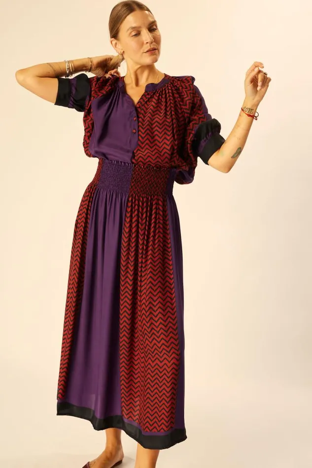 Bottoms Shop Natalie Martin BELLA SKIRT Block Zigzag Aubergine