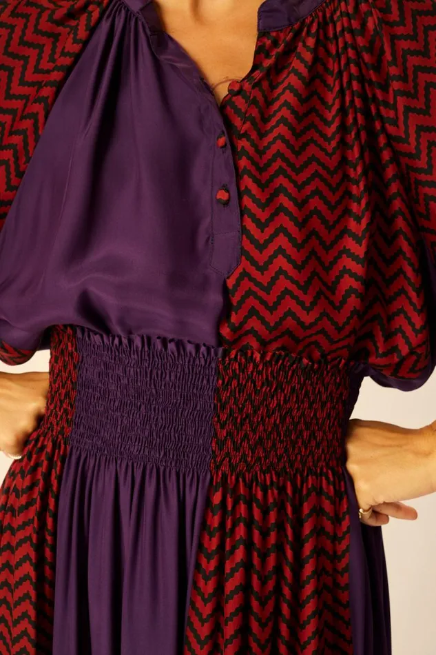 Bottoms Shop Natalie Martin BELLA SKIRT Block Zigzag Aubergine