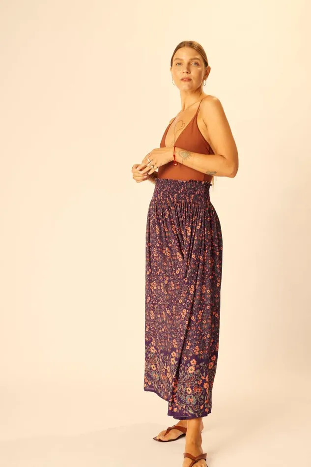 Bottoms Shop Natalie Martin BELLA SKIRT Petite Fleur Aubergine