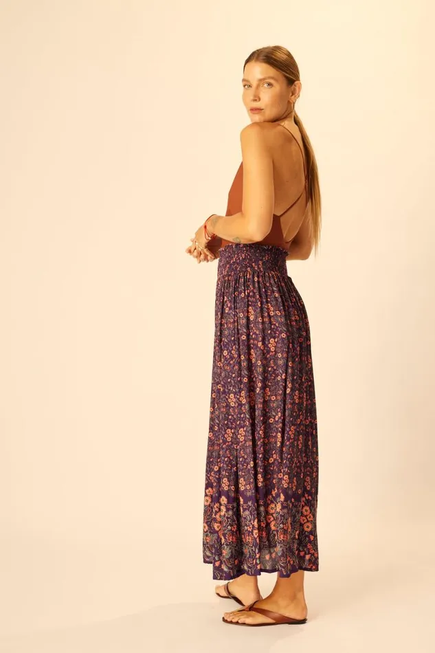Bottoms Shop Natalie Martin BELLA SKIRT Petite Fleur Aubergine