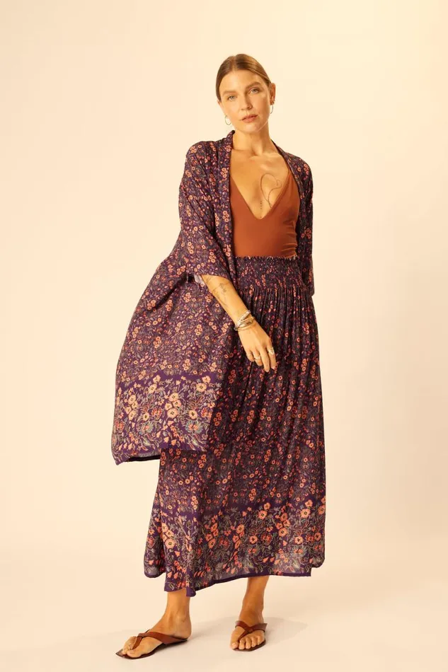 Bottoms Shop Natalie Martin BELLA SKIRT Petite Fleur Aubergine