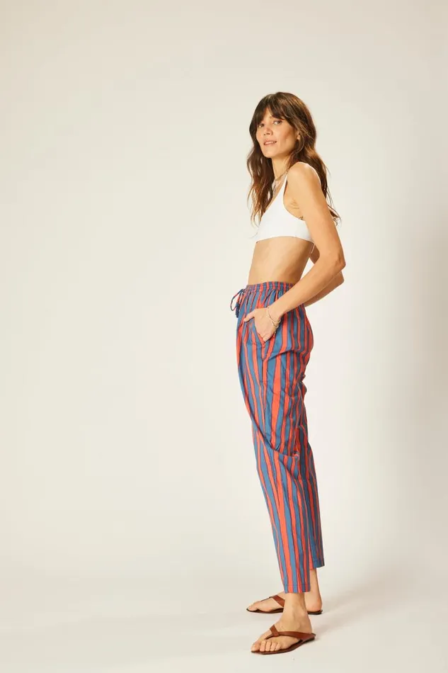 Bottoms Shop Natalie Martin BIANCA PANT Batik Stripe Blood Orange