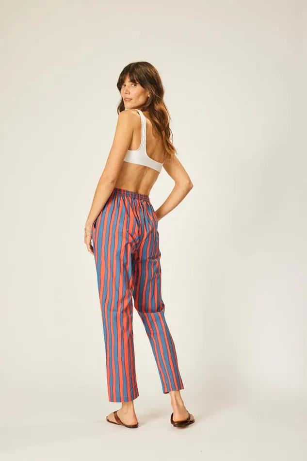 Bottoms Shop Natalie Martin BIANCA PANT Batik Stripe Blood Orange