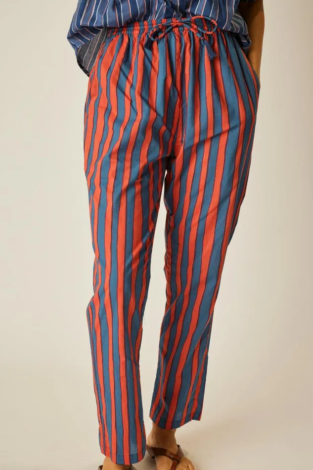 Bottoms Shop Natalie Martin BIANCA PANT Batik Stripe Blood Orange