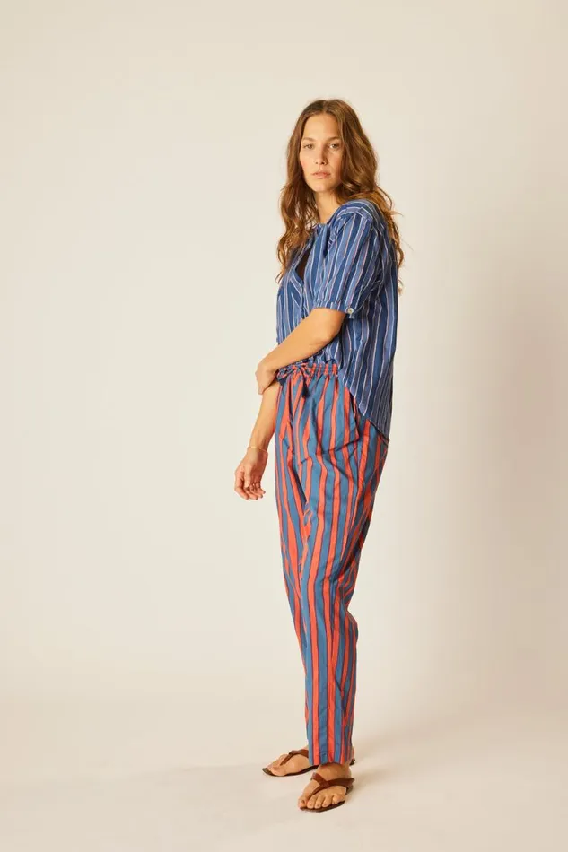 Bottoms Shop Natalie Martin BIANCA PANT Batik Stripe Blood Orange